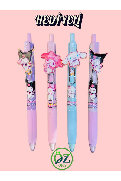 ÖZ OFİS Kuromi My Melody Cinnamoroll Metal Klipsli 0.7mm Uçlu Kalem 1 adet Ye...