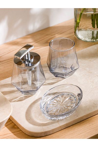 LC Waikiki Άχρωμο Σετ Μπάνιου 3 τεμαχίων Soly Special Design Glass