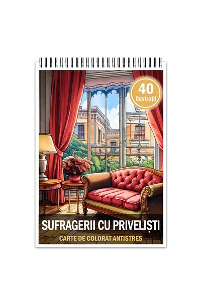 Legendary Gifts Anti-stress coloring book, 40 illustrations Living Rooms with Views, 86 pages