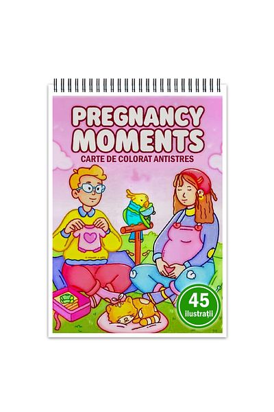 Legendary Gifts Anti-stress coloring book, 45 Pregnancy Moments illustrations, 96 pages