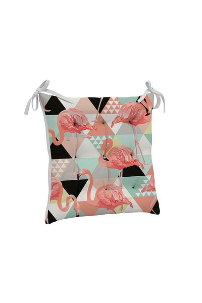 yok yok evim eve dair her şey 9 Puntal Flamingo Patterned Fluffy Living Room Balcony Garden Kitchen Chair Cushion