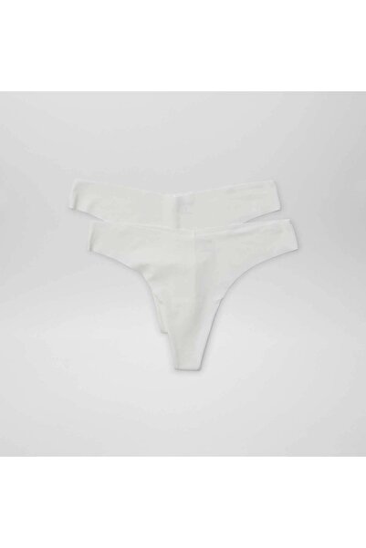 KIABI Pack of 2 pairs of seamless microfibre tanga briefs WHITE