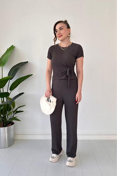 MaziButik Tie-Up Bubble Suit Anthracite