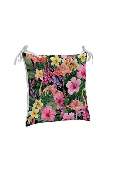 yok yok evim eve dair her şey 9 Puntal Flamingo Patterned Fluffy Living Room Balcony Garden Kitchen Chair Cushion