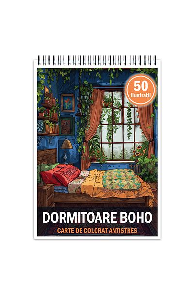Legendary Gifts Anti-stress coloring book, 50 illustrations Boho Bedrooms, 106 pages