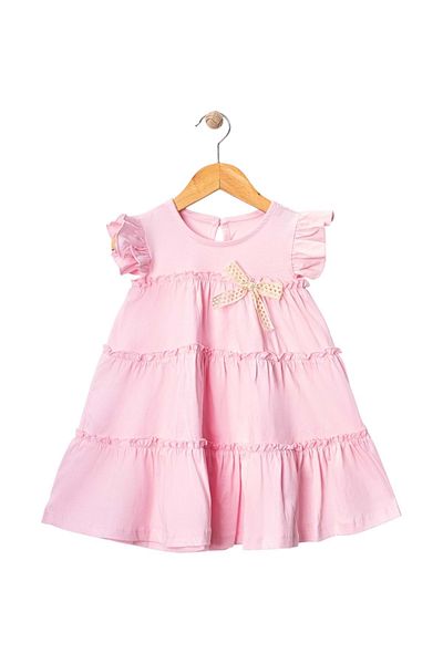Babexi Combed Cotton Layered Dress Pink