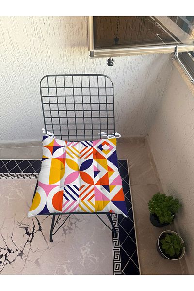 yok yok evim eve dair her şey 9 Puntal Geometry Patterned Fluffy Living Room Balcony Garden Kitchen Chair Cushion