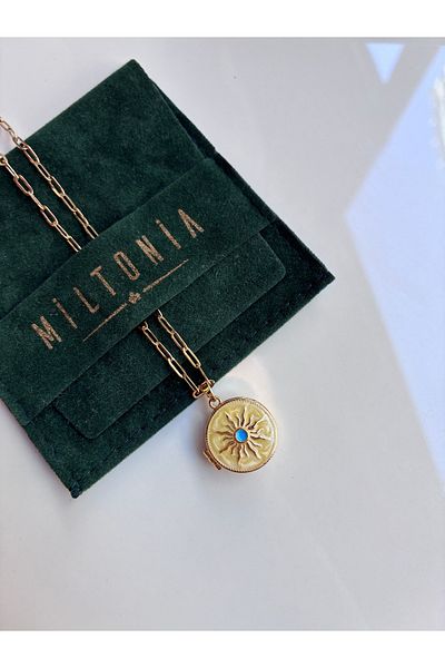 Miltonia Steel Necklace with Sun Enamel Cover