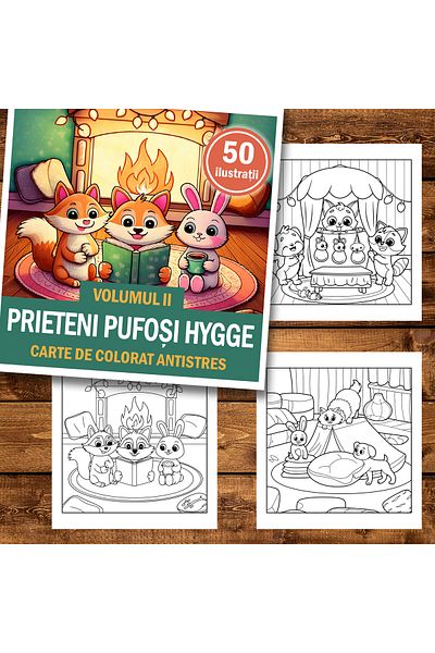 Legendary Gifts Mini coloring book, 50 illustrations Fluffy Hygge Friends, 106 pages