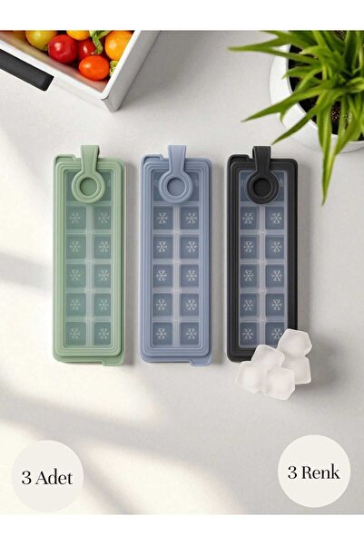 Herza House 3 Adet Silikon Buzluk - 12 Hazneli Sızdırmaz Kapaklı