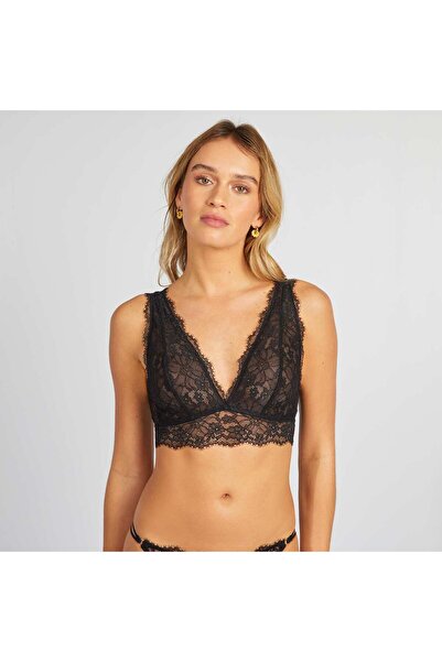 KIABI Lace triangle bra BLACK