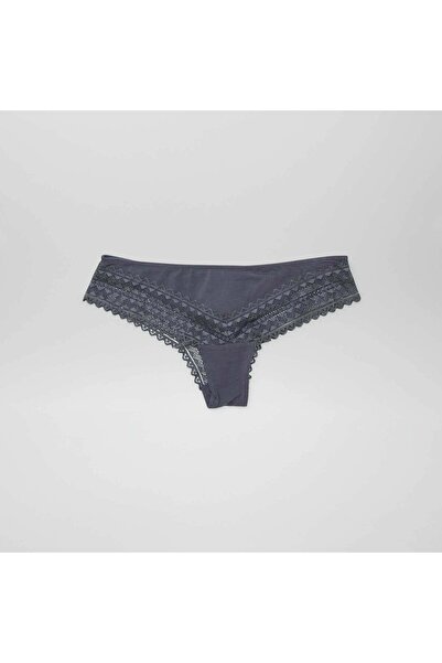 KIABI Pack of 3 pairs of cotton and lace Brazilian briefs BLUE