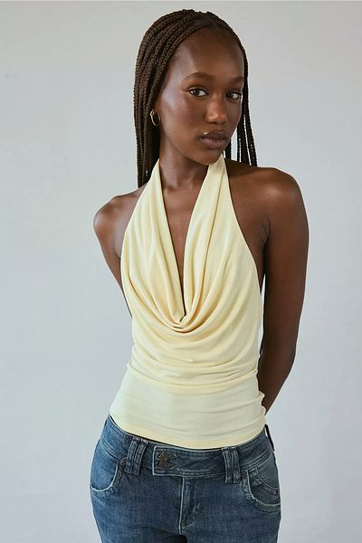 World Fashion Trends Κίτρινο DEGAJE γιακά Crop Top Body