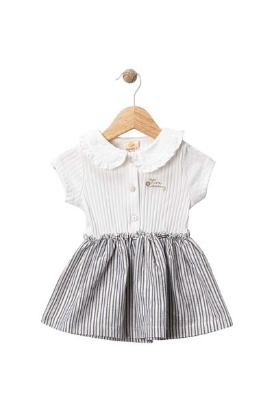 Babexi Collared Corded Dress Ecru