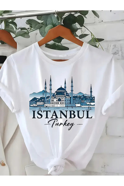 İnazuma Outdoors تي شيرت أبيض بأكمام قصيرة وياقة دائرية من القطن مطبوع للجنسي...