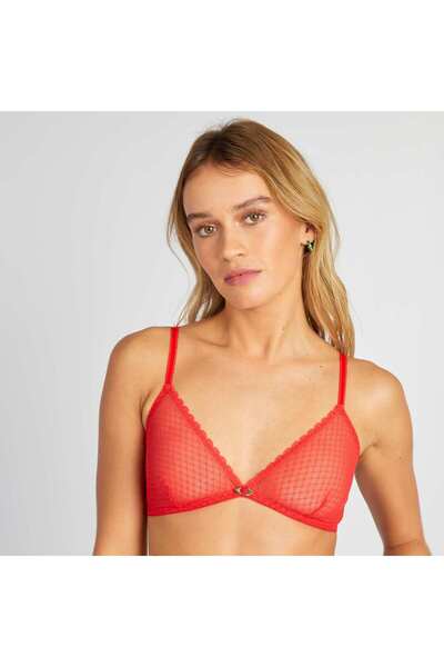 KIABI Openwork tulle triangle bra RED