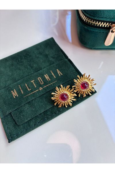 Miltonia Red Stone Sun Earrings