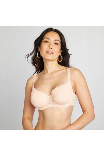 KIABI حمالة صدر دانتيل كاملة المقاس لمقاسات D وE باللون الوردي