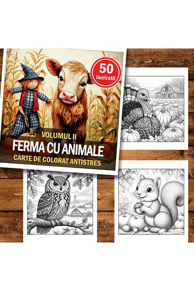 Legendary Gifts Mini coloring book, 50 illustrations Farm with animals, 106 pages