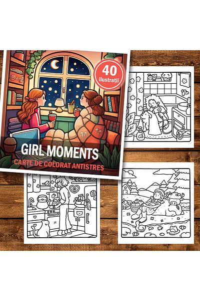 Legendary Gifts Mini coloring book, 40 Cute and Cozy illustrations - Girl Moments, 86 pages