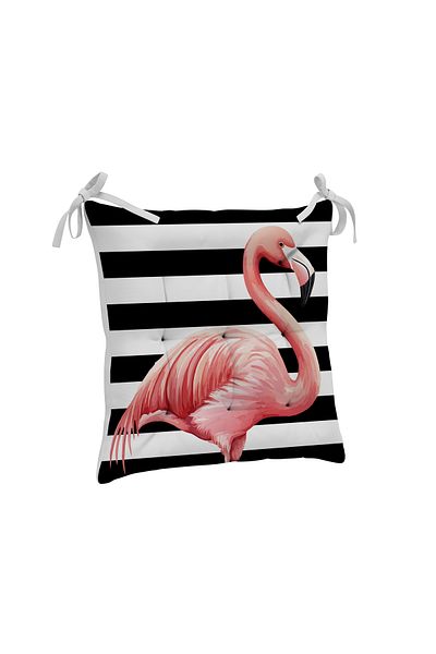 yok yok evim eve dair her şey 9 Puntal Flamingo Patterned Fluffy Living Room Balcony Garden Kitchen Chair Cushion