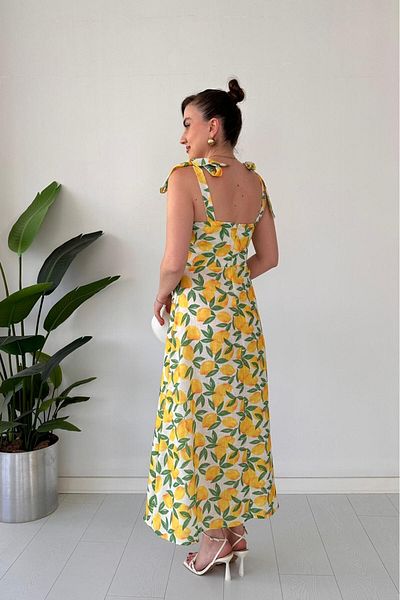 MaziButik Rochie din in lamaie galbena