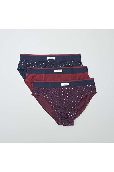 KIABI مجموعة من 3 سراويل داخلية مطبوعة باللون الأحمر