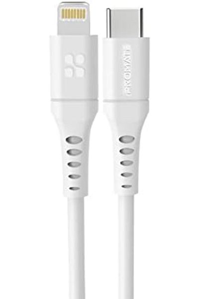 Promate USB-C to Lightning Cable 3 Meter, Fast-Charging 20W, Type-C to Lightning Soft Silicone Cord