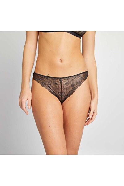 KIABI Glittery lace tanga briefs black
