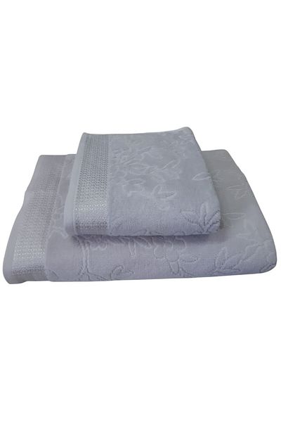 Özdilek Pastoral Bath Towel Set - 50X80Cm + 90X150Cm -Gray
