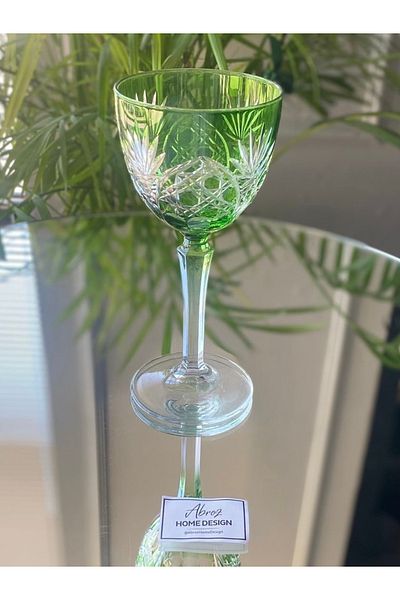 ABROZ HOME DESIGN Crystal Cut Coffee Side Water Glass / Green