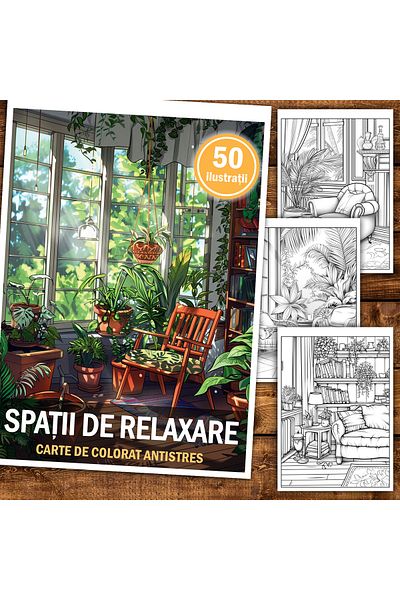 Legendary Gifts Anti-stress coloring book, 50 illustrations Relaxation Spaces, 106 pages