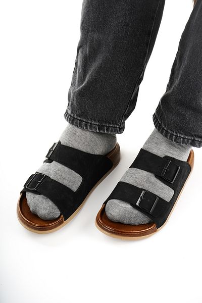 Babetty Men's Orthopedic Comfortable Sole Adjustable Double Buckle Men's Slippers Anatomical Structure