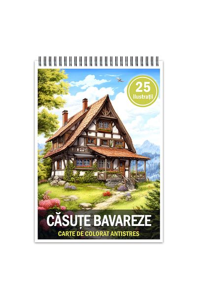 Legendary Gifts Anti-stress coloring book, 25 Bavarian Cottages illustrations, 56 pages