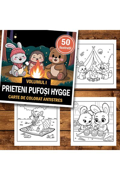 Legendary Gifts Mini coloring book, 50 illustrations Fluffy Hygge Friends, 106 pages