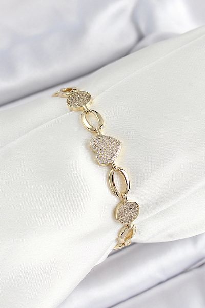 norsary Xuping Brass Heart and Circle Model Gold Color Women's Bracelet
