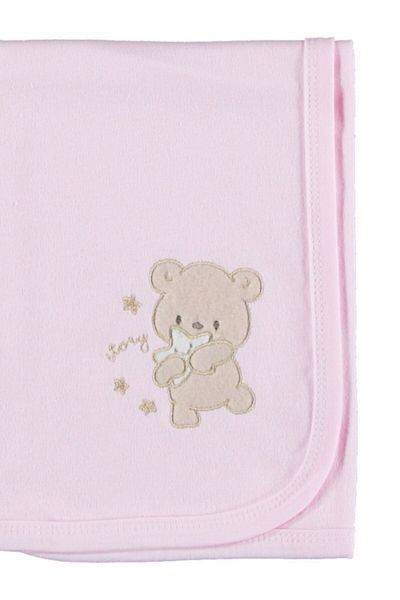 bipamuk Teddy Bear Patterned Combed Cotton Fabric Baby Blanket Breathable