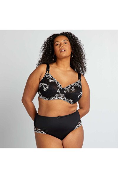 KIABI سراويل داخلية من الألياف الدقيقة والدانتيل باللون الأسود