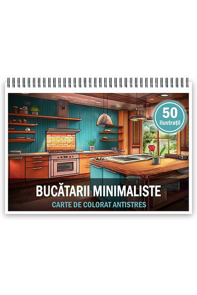 Legendary Gifts Anti-stress coloring book, 50 Minimalist Kitchens illustrations, 106 pages