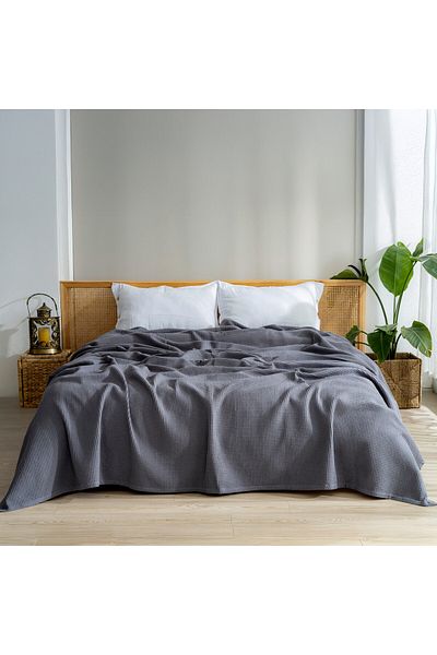 MYLASA HOME Pike Bedspread Single Waffle - 100% Cotton Lightweight 4 Seasons Airy High Quality Pikes