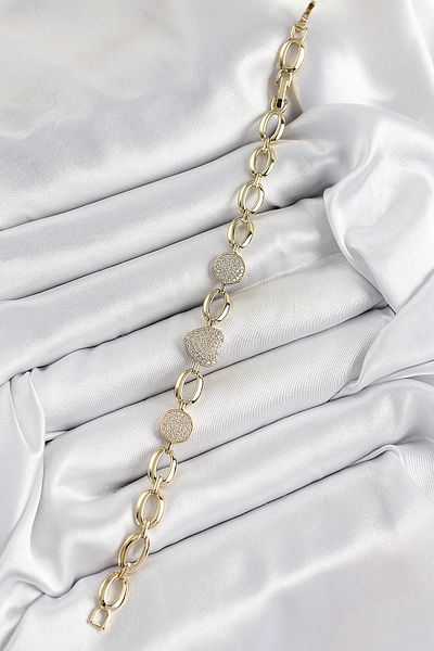 norsary Xuping Brass Heart and Circle Model Gold Color Women's Bracelet
