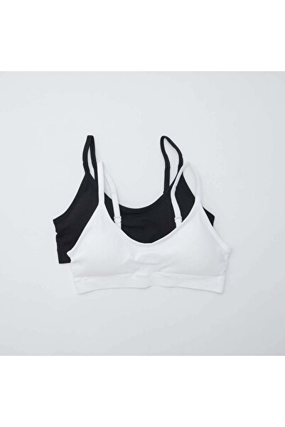 KIABI Pack of 2 ribbed bralettes WHITE