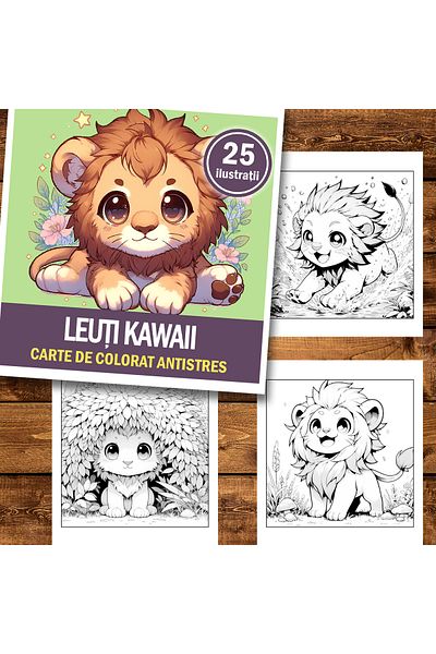 Legendary Gifts Mini coloring book for relaxation and anti-stress, 25 cute Kawaii illustrations, 56 pages