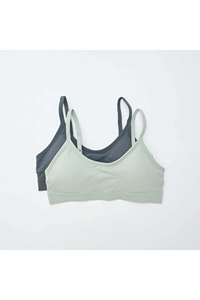 KIABI Pack of 2 ribbed bralettes BLUE