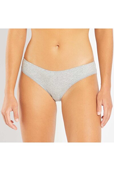 KIABI Pack of 3 cotton and lace briefs WHITE