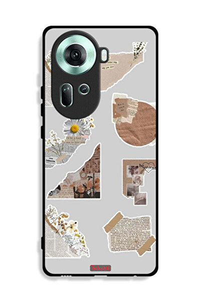 Tolwak غطاء حماية لهاتف Oppo Reno11 5G مصنوع من قطع من الملصقات الورقية