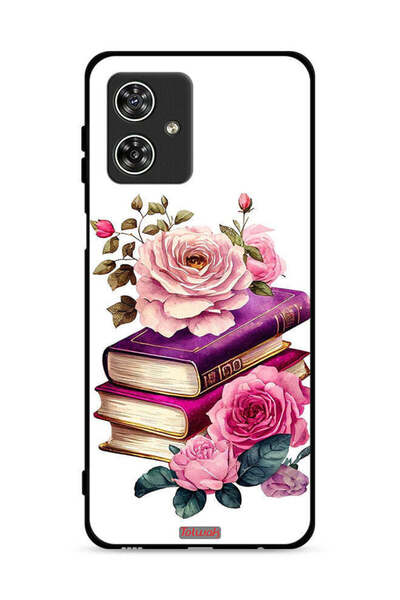 Tolwak غطاء حماية لهاتف موتورولا موتو جي 54 5G بنقشة الورود والكتب