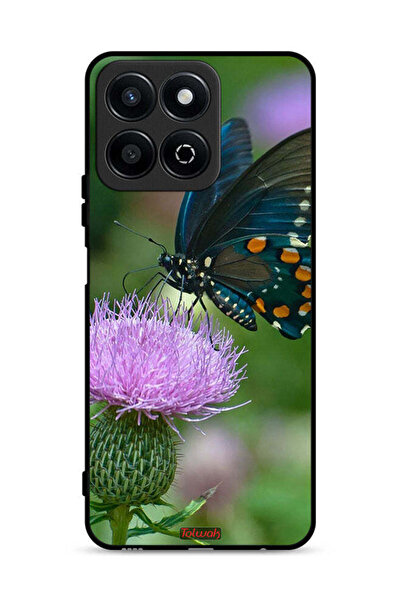 Tolwak غطاء حماية لهاتف Honor Play 60 Plus 5G بتصميم فراشة على زهرة