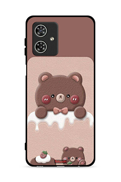 Tolwak غطاء حماية لهاتف موتورولا موتو جي 54 5G بطبعة دب الفراولة