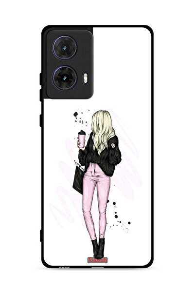 Tolwak غطاء حماية لهاتف موتورولا موتو جي 85 5 جي، صورة فتاة تحمل كوب قهوة